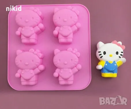 4 Коте Кити цял ръст Hello Kitty силиконов молд форма фондан шоколад гипс сапун, снимка 3 - Форми - 47683686