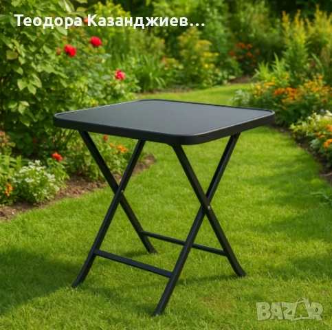 Сгъваема маса Muhler, със стъклен плот