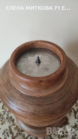 Уникален огромен свещник от масивно дърво много тежък/над 2 кг/+подарък свещ, снимка 4 - Антикварни и старинни предмети - 51647031
