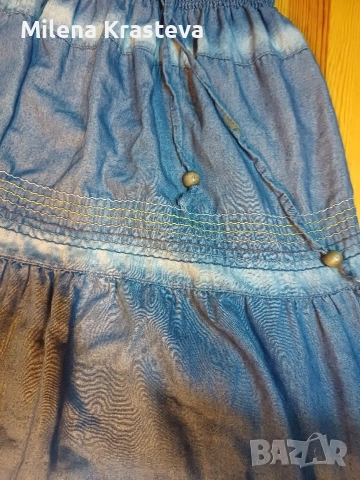 Дълга дънкова тънка пола. Универсален размер, снимка 4 - Поли - 53684683