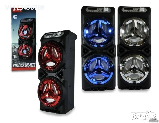 Акумулаторна Blutooth Колона 2x5W, KTS-1052 +MP3, снимка 3 - Тонколони - 50826258