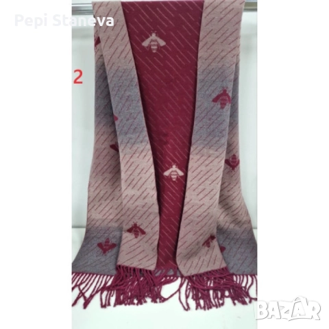 Кашмирен шал на  пчели уникален дизайн  две лица, снимка 2 - Шалове - 52749123