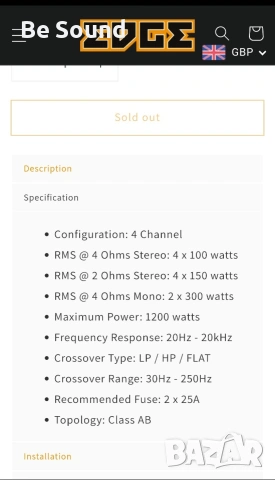 4 канален Усилвател EDGE EDA 4.150 клас АБ , снимка 11 - Ресийвъри, усилватели, смесителни пултове - 53688105