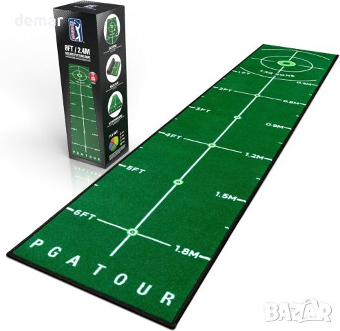 PGA Tour 8ft Deluxe Golf Putting Mat за голф, с насоки за обучение, снимка 1 - Голф - 46782249