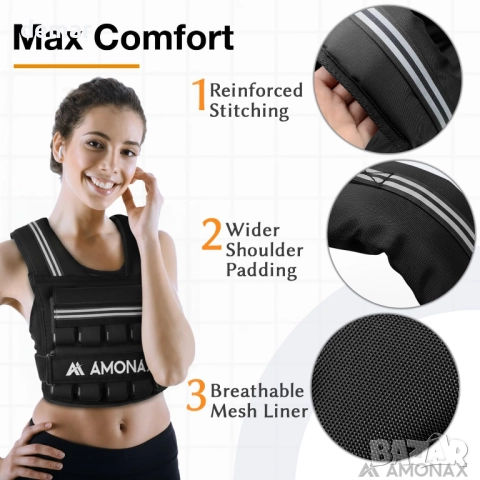 Регулируема жилетка с тежести Amonax за жени и мъже, 1,1–20 кг, снимка 3 - Фитнес уреди - 52671376