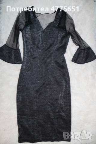 Черна вечерна рокля, размер 36 (S), снимка 3 - Рокли - 53952772