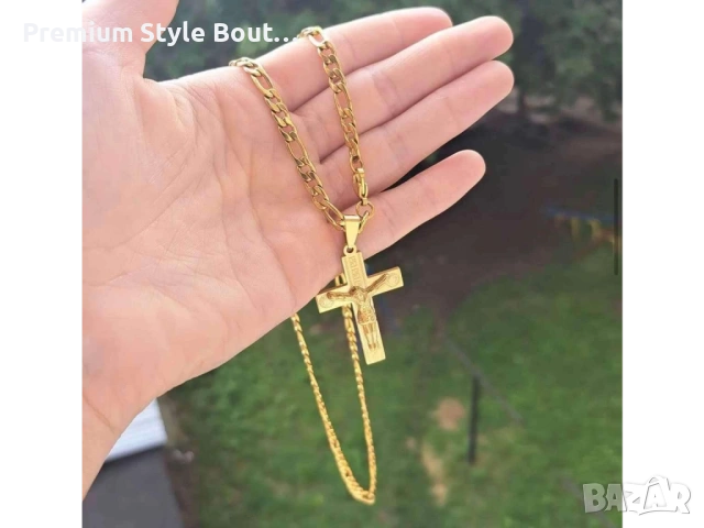 ланец от медицинска стомана с кръст 