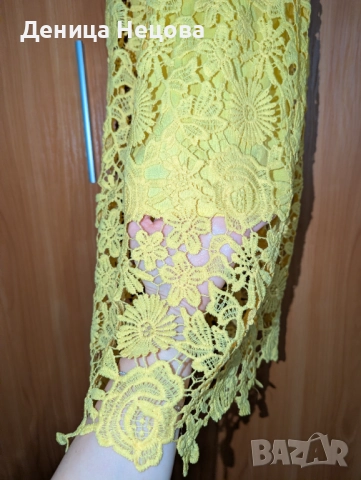 Жълта рокля с дантела, официална рокля, снимка 6 - Рокли - 52704533