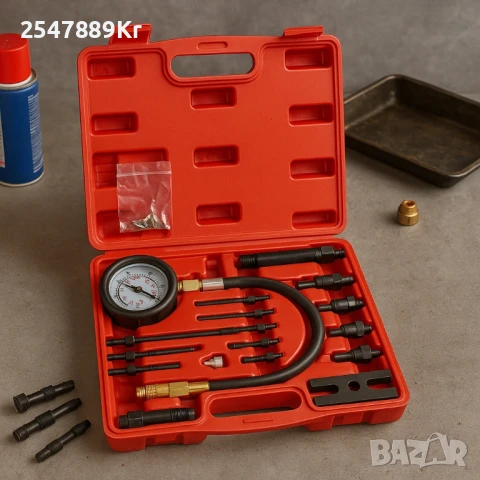 Комплект за тест на компресия на дизелови двигатели, снимка 3 - Куфари с инструменти - 50736083