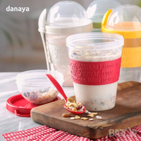 3745 Чаша за мюсли с лъжичка, BPA FREE, 600 ml, снимка 5 - Кутии за храна - 53764142
