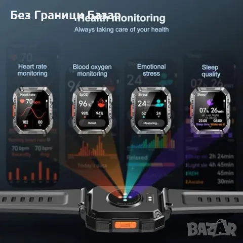 Нов Многофункционален Смарт Часовник с 100+ Спортни Режима и Известия, снимка 6 - Мъжки - 47048044