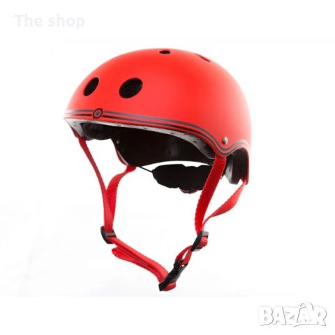 Цветна каска за колело и тротинетка, 51-54 см - Червена (004)