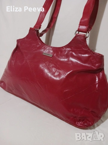 Червена чанта от естествена макар кожа - парченца., снимка 7 - Чанти - 53488640