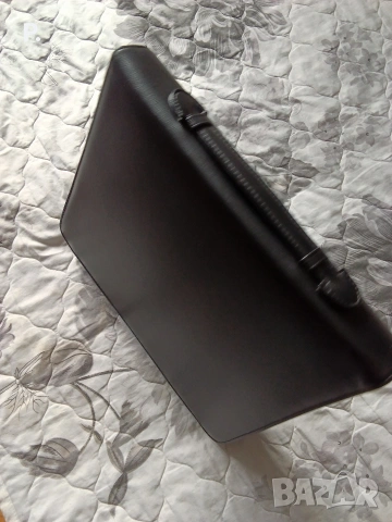 черна кожена чанта папка органайзер , снимка 3 - Чанти - 53140037