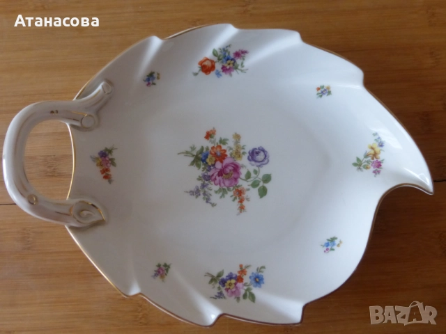 Немско порцеланово плато 27 см Tirschenreuth БАВАРИЯ 1920 г, снимка 2 - Аксесоари за кухня - 52910892