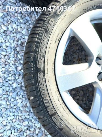 Оригинални 17 джанти от Audi 5x112 Et25, 7J с гуми 235/55 Dunlop, снимка 5 - Гуми и джанти - 53843590