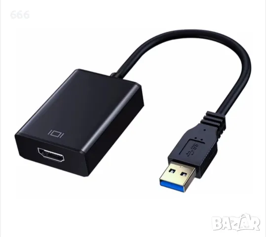 Видео адаптер, USB/HDMI, 1080P, черен, снимка 1 - Друга електроника - 47209780