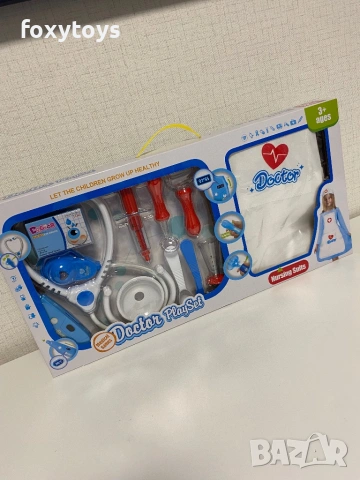 Малък доктор - комплект с престилка - в синьо, снимка 2 - Образователни игри - 53305162