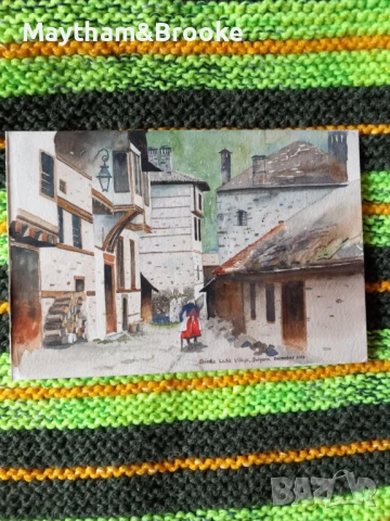 село Широка Лъка. Акварел от Роналд Артур Брук, снимка 2 - Картини - 51421635