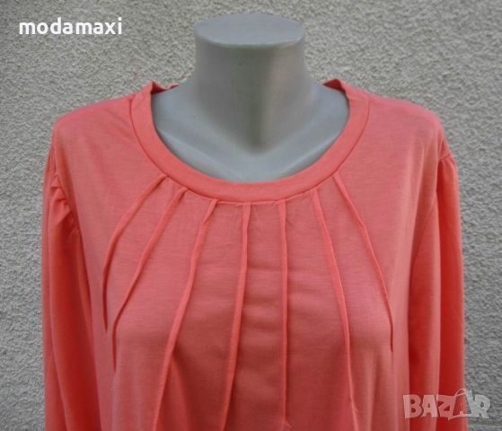 4XL Нова блуза  в коралов цвят , снимка 2 - Блузи с дълъг ръкав и пуловери - 45702538