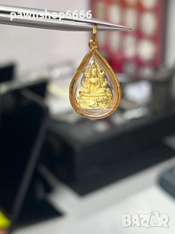 Златен амолет с буда 18 карата , снимка 9 - Колиета, медальони, синджири - 53509538