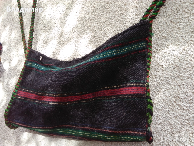 Автентични български фолклорни вещи: битови торбички, люлка/цедилка и черга/пътека, снимка 12 - Антикварни и старинни предмети - 52211375