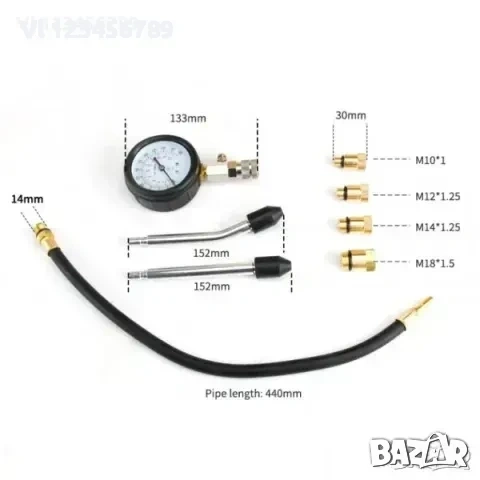 Уред за измерване на компресия на бензинови двигатели /Компресомер FORSAGE , снимка 3 - Аксесоари и консумативи - 53969168