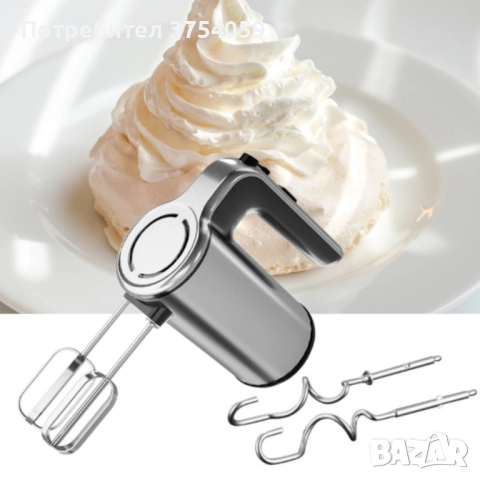 Миксер Voltz Premium , 500W, 5 скорости, Турбо, Аксесоари, Инокс, 2 ГОДИНИ ГАРАНЦИЯ, снимка 2 - Миксери - 52397686