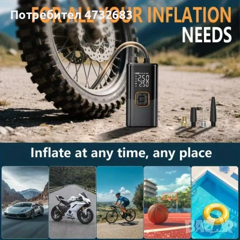Преносим безжичен компресор 150 PSI с дигитален дисплей LED и USB, снимка 6 - Аксесоари и консумативи - 53420187