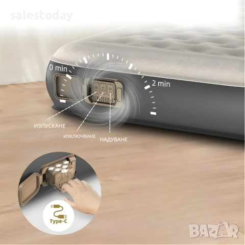 Надуваемо легло с помпа, 190x73x22см, снимка 3 - Матраци - 52571009