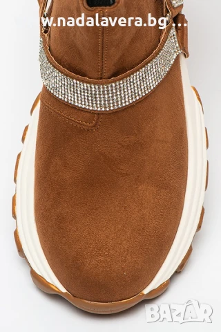 Боти Челси от велур с декорация от кристали Aeropostale, снимка 5 - Дамски боти - 50499643