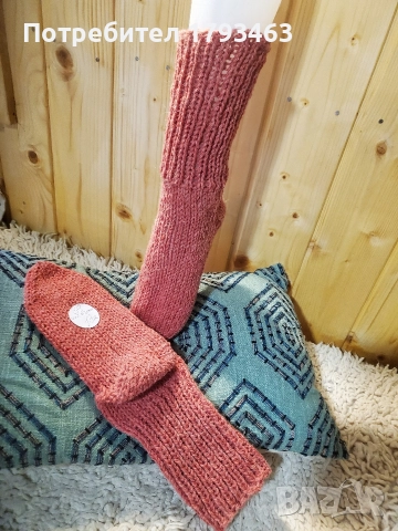 Ръчно плетени дамски чорапи от вълна, размер 39, снимка 15 - Дамски чорапи - 51516138