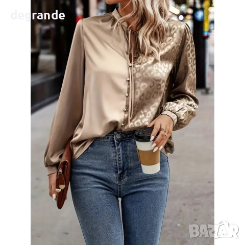 Сатенена риза с леопардов десен