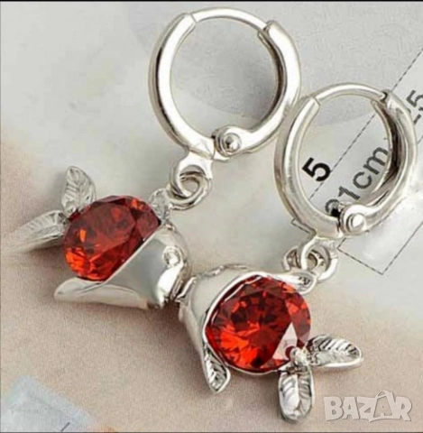 Детски обеци рибки от 9к бяло попълнено злато с алени цирконии 20 лв., снимка 3 - Обеци - 51770899