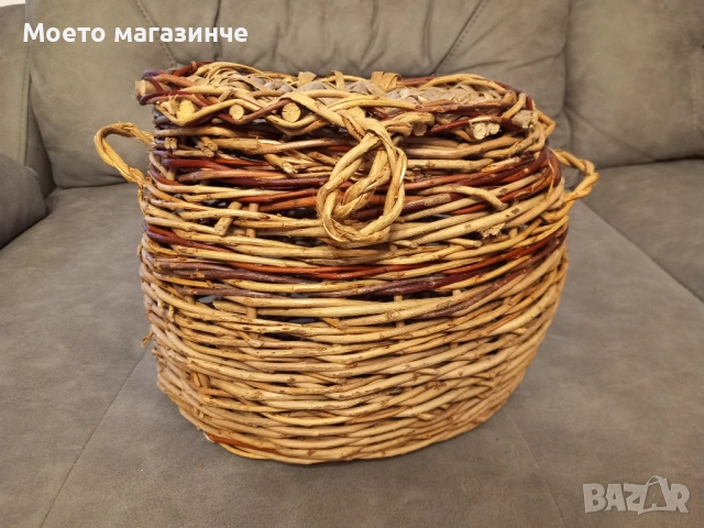 Нова ръчно плетена кошница от ракита