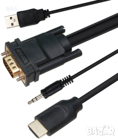 Кабел VCOM HDMI към VGA и 3.5 мм жак и USB - CG493A-1.8, снимка 9 - Друга електроника - 53883754