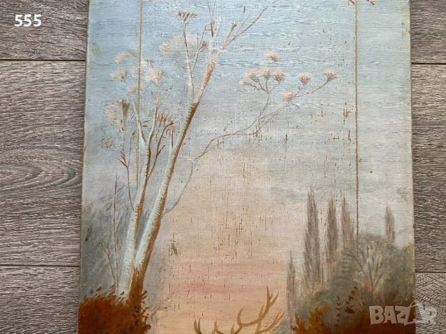 Голяма стара картина масло на платно, снимка 3 - Картини - 53706160