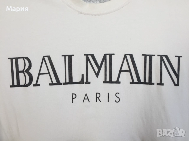 Л / ХЛ Оригинална Balmain Дамска Туника Тениска Бяла Черна Еластичен мек памук, снимка 15 - Туники - 51500508