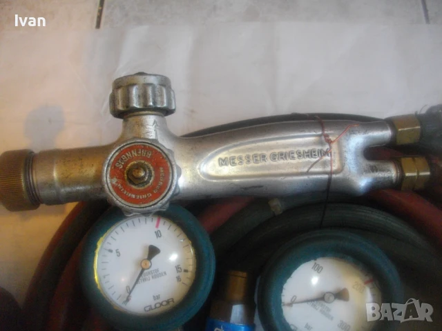 MESSER GRIESHEIM ОКСИЖЕН 44см РЕЗАК МАРКУЧИ 2Х7,4м РЕДУЦИР ВЕНТИЛИ АЦЕТИЛЕН-КИСЛОРОД ИСКРОГАСИТЕЛИ, снимка 8 - Други инструменти - 51109051