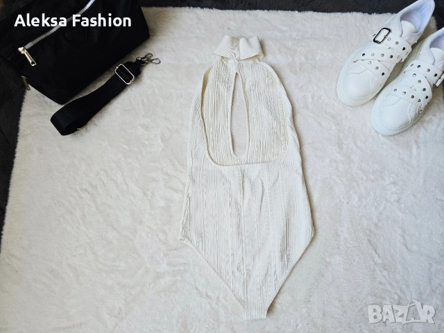 Кремаво боди с гол гръб , снимка 8 - Потници - 47560534