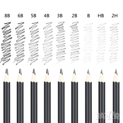 Комплект графитни моливи за рисуване / Faber castell моливи за графика, снимка 2 - Ученически пособия, канцеларски материали - 52863796
