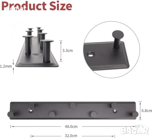 SYPEN стенна закачалка със 7 куки, метална, черна, снимка 2 - Други стоки за дома - 49075152