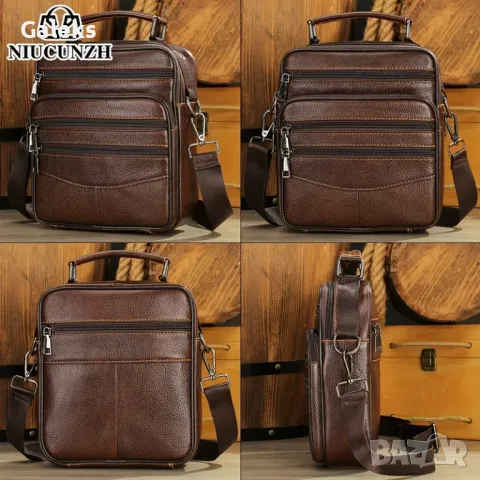 Практична, Класическа Ретро чанта NIUCUNZH* Тъмно кафява естествена кожа!, снимка 3 - Чанти - 50025262