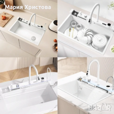 Умна кухненска мивка с изтеглящ се кран – LED дисплей, водопад, филтрирана вода и пълен комплект за , снимка 5 - Други стоки за дома - 53407784