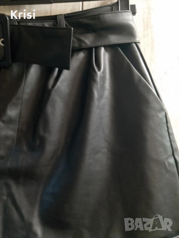 Къс кожен панталон с колан, снимка 4 - Къси панталони и бермуди - 54000746