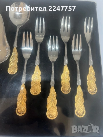 Нов позлатен комплект за хранене 22/23 К злато, снимка 6 - Прибори за хранене, готвене и сервиране - 54005722