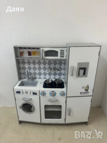 Детска дървена кухня с реалистични звуци и светлини - 91 x 30 x 102 см COSTWAY