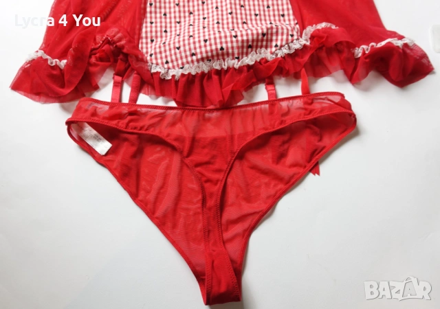 85-90 D червена корсетна нощничка с жартиери и подарък прашка, снимка 6 - Бельо - 54140410