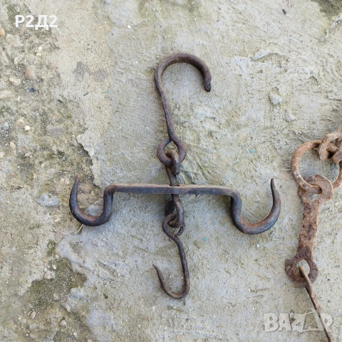 стари ковани вериги за огнище и кука, снимка 5 - Антикварни и старинни предмети - 53496175