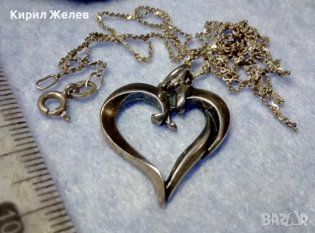 АР НУВО СРЕБЪРЕН ПЕНДАНТ СЪРЧИЦЕ ЛАКИРАНО СРЕБРО ВИСОКА ПРОБА с НЕЖНА 925 СРЕБЪРНА ВЕРИЖКА 35444, снимка 3 - Антикварни и старинни предмети - 50417137